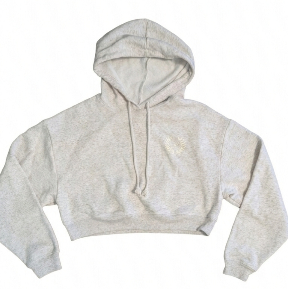 Victoria's Secret PINK Cropped Hoodie Pullover Womens XS Beige Logo